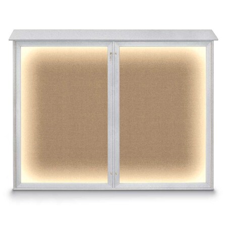 United Visual Products Triple Door Enclosed Indoor Letterboard UV1128-BRONZE-GREYVL